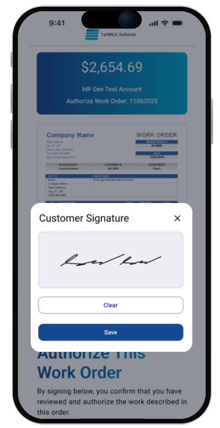 Customer signature capture on iPhone